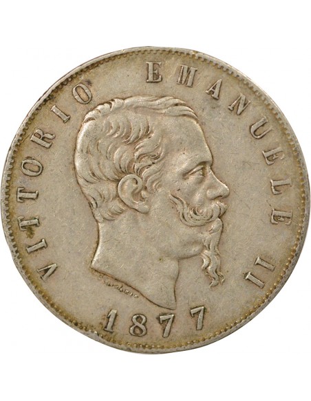 Italie Victor Emmanuel II 5 lire Argent 1877 R Rome