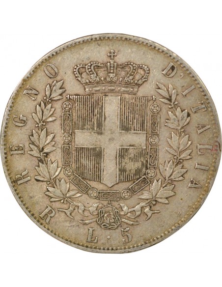 Italie Victor Emmanuel II 5 lire Argent 1877 R Rome