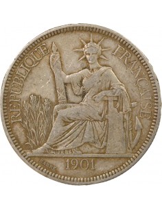 Indo-Chine Fr. 1 piastre Argent 1901 A - Paris 2