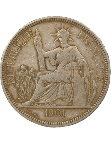 Indo-Chine Fr. 1 piastre Argent 1901 A - Paris
