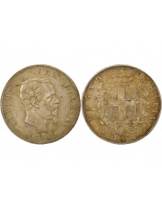 Italie Victor Emmanuel II 5 lire Argent 1874 M Milan