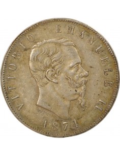 Italie Victor Emmanuel II 5 lire Argent 1874 M Milan 2