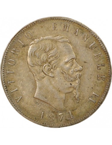 Italie Victor Emmanuel II 5 lire Argent 1874 M Milan