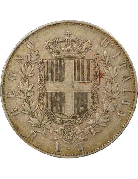 Italie Victor Emmanuel II 5 lire Argent 1876 R Rome