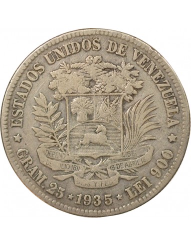 Général et Homme d'Etat 5 bolivares Argent 1935 Philadelphie