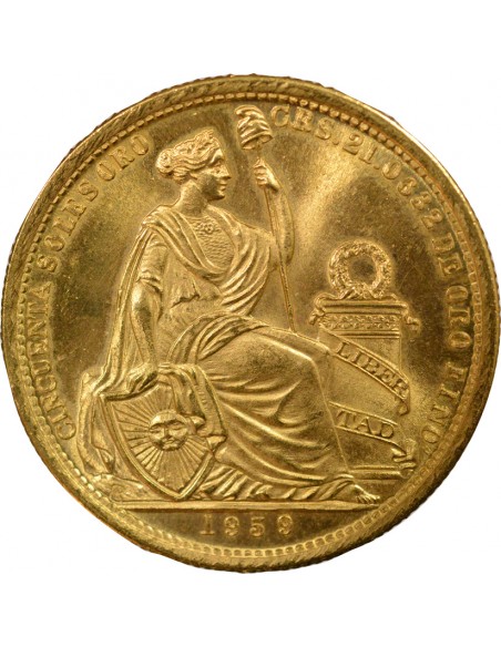 Pérou 50 soles Or 1959 BF Lima