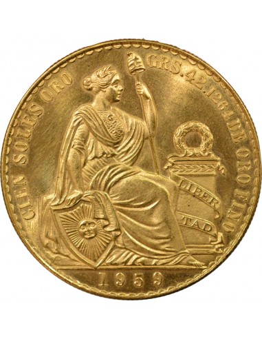 Pérou 100 soles Or 1959 BF Lima