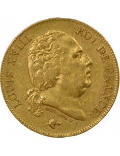 Louis XVIII Buste Habillé 40 francs Or 1818 W Lille 2