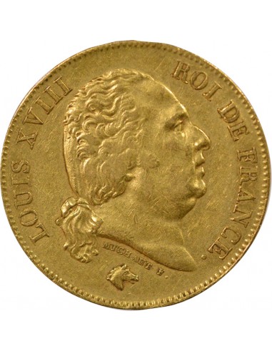 Louis XVIII Buste Habillé 40 francs Or 1818 W Lille
