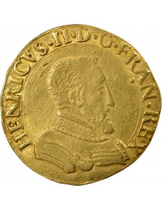 Henri II 2 henri d'or Or 1558 B Rouen 2