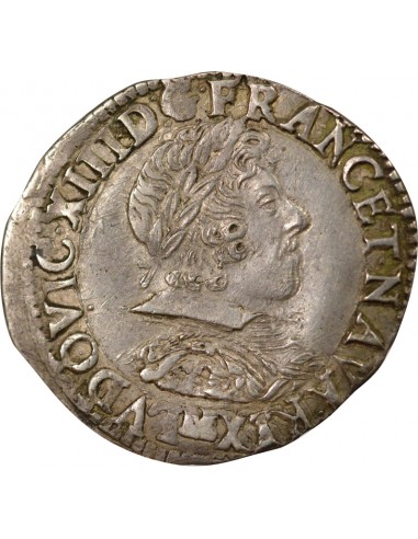 Louis XIII Lauré et au Col Plat 1/2 franc Argent 1628 M Toulouse