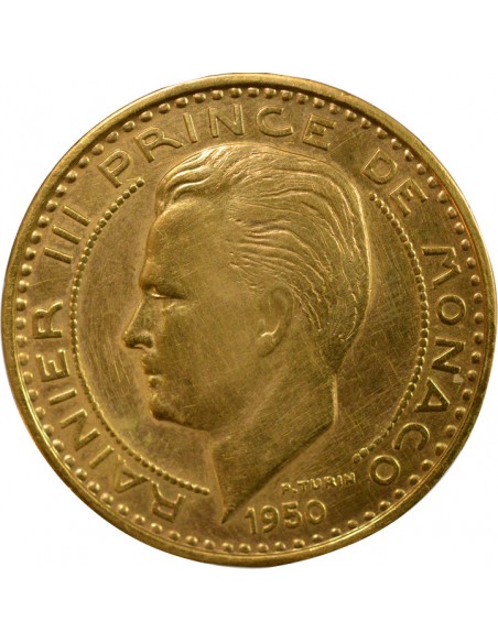 Monaco Rainier III de Monaco Piéfort 100 francs Or 1950 A - Paris