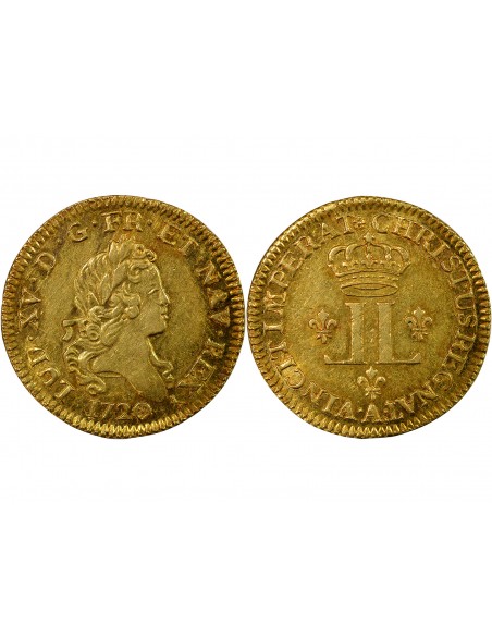 Louis XV Aux deux L couronnés 1/2 louis d'or Or 1720 A - Paris