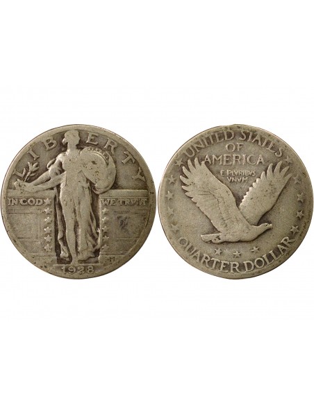 Etats Unis d'Amérique Standing Liberty 1/4 Dollar Argent 1928 Philadelphie