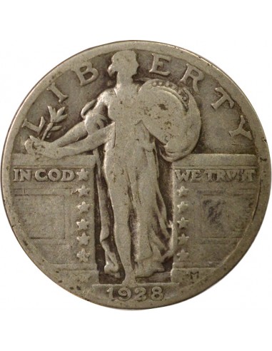 Etats Unis d'Amérique Standing Liberty 1/4 Dollar Argent 1928 Philadelphie