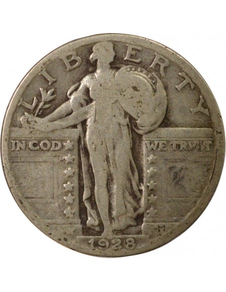 Etats Unis d'Amérique Standing Liberty 1/4 Dollar Argent 1928 Philadelphie