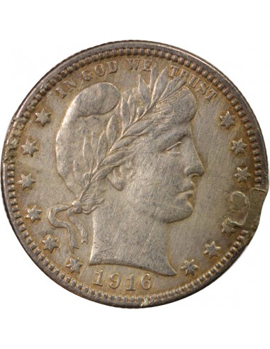 Etats Unis d'Amérique Barber Quarter 1/4 Dollar Argent 1916 D Denver