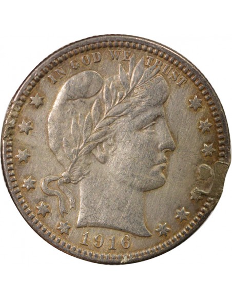 Etats Unis d'Amérique Barber Quarter 1/4 Dollar Argent 1916 D Denver
