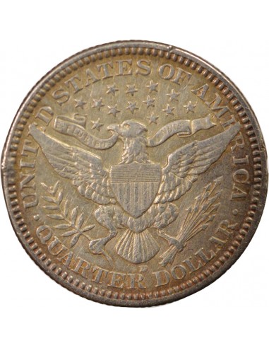 Etats Unis d'Amérique Barber Quarter 1/4 Dollar Argent 1916 D Denver