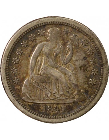 Etats Unis d'Amérique Seated Liberty Dime 10 cents Argent 1841 O New Orleans