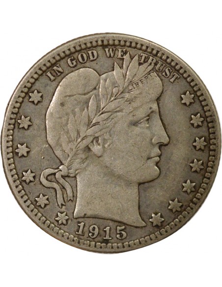 Etats Unis d'Amérique Barber Quarter 1/4 Dollar Argent 1915 D Denver