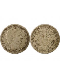 Etats Unis d'Amérique Barber Quarter 1/4 Dollar Argent 1909 D Denver