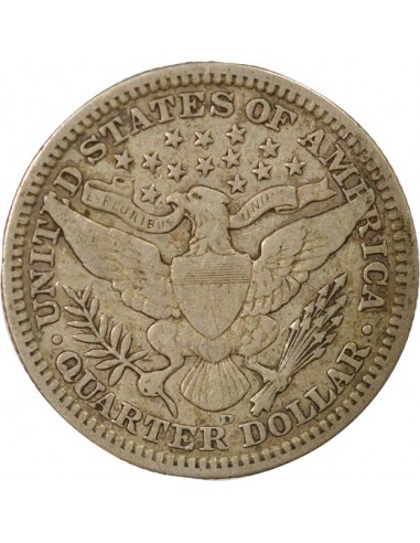 Etats Unis d'Amérique Barber Quarter 1/4 Dollar Argent 1909 D Denver