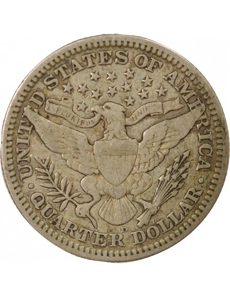 Etats Unis d'Amérique Barber Quarter 1/4 Dollar Argent 1909 D Denver