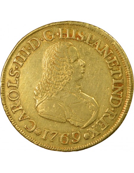 Colombie Charles III d'Espagne 8 escudos Or 1769 Popayan