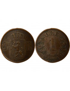 Suède Oscar II 1 ore Bronze 1902 Kongsberg