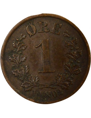 Suède Oscar II 1 ore Bronze 1902 Kongsberg