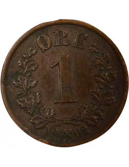 Suède Oscar II 1 ore Bronze 1902 Kongsberg