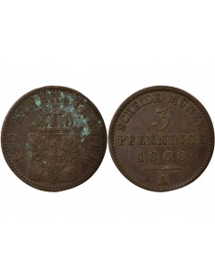Etats Allemands (Prusse) Guillaume I de Prusse 3 pfennig Cuivre 1868 A Berlin