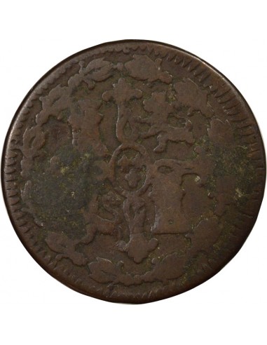 Espagne Ferdinand VII 1er Portrait 8 maravedis Cuivre 1816 J Jubia (J ou JA)