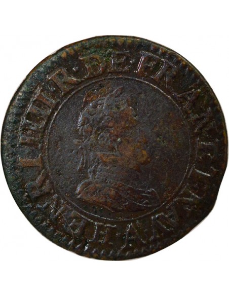 Roi de Navarre et de France Type 2 1 double tournois Cuivre 1607 A - Paris