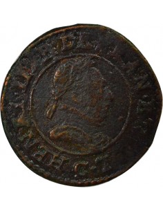 Henri III Type 2 1 double tournois Cuivre 1589 C Saint-Lô 2