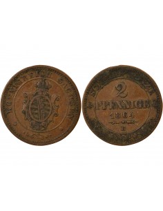 Etats Allemands (Saxe) Jean Ier de Saxe 2 pfennige Cuivre 1864 C Dresden (Saxonie)