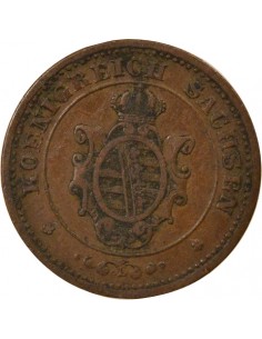 Etats Allemands (Saxe) Jean Ier de Saxe 2 pfennige Cuivre 1864 C Dresden (Saxonie) 2