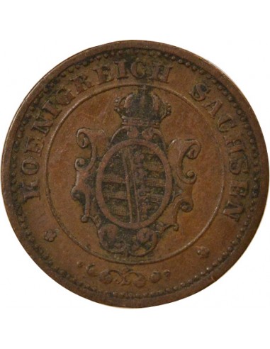 Etats Allemands (Saxe) Jean Ier de Saxe 2 pfennige Cuivre 1864 C Dresden (Saxonie)