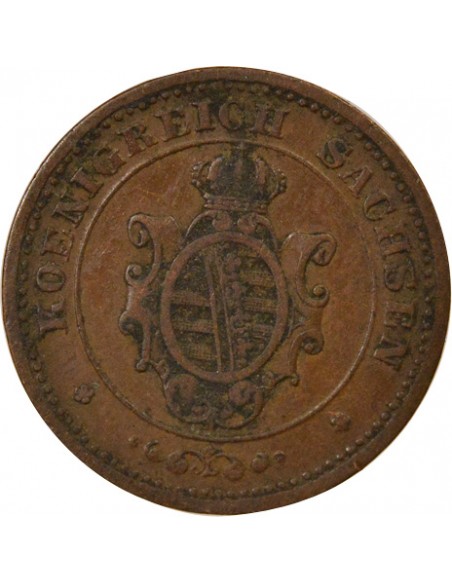 Etats Allemands (Saxe) Jean Ier de Saxe 2 pfennige Cuivre 1864 C Dresden (Saxonie)