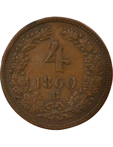 Roi de Hongrie 4 kreuzer Cuivre 1860 KB Kremnitz