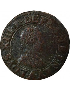 Louis XIII Type 1 1 double tournois Cuivre 1617 A - Paris 2