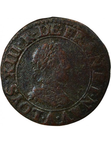 Louis XIII Type 1 1 double tournois Cuivre 1617 A - Paris