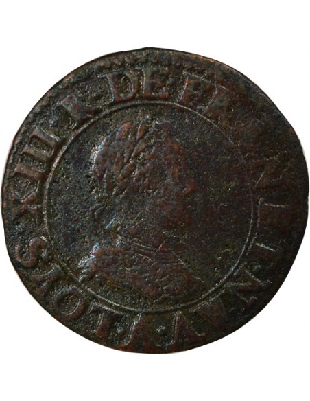 Louis XIII Type 1 1 double tournois Cuivre 1617 A - Paris