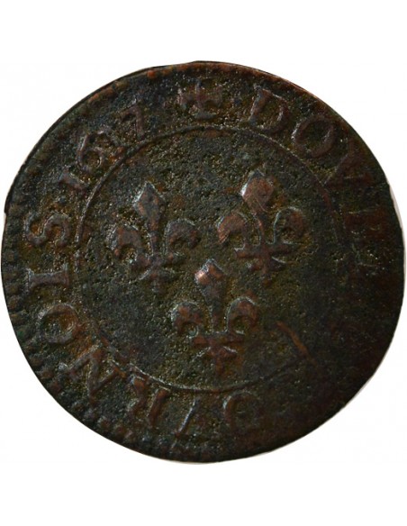 Louis XIII Type 1 1 double tournois Cuivre 1617 A - Paris