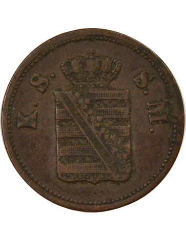 Etats Allemands (Saxe) Jean Ier de Saxe 2 pfennige Cuivre 1859 C Dresden (Saxonie)