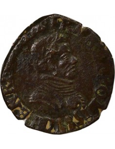 Henri III Type 1 1 double tournois Cuivre 1585 D Lyon 2
