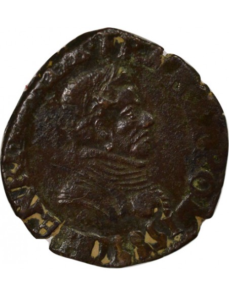 Henri III Type 1 1 double tournois Cuivre 1585 D Lyon
