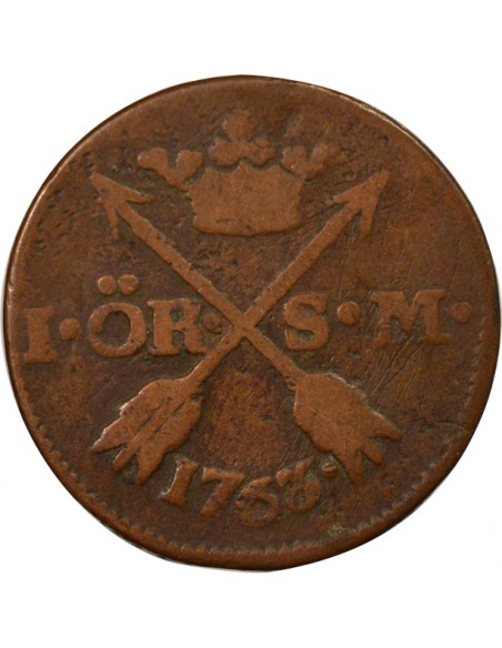Suède Adolf Frederick 1 ore Cuivre 1763