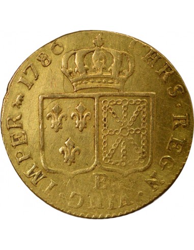Louis XVI Tête nue 1 louis d'or Or 1786 B Rouen